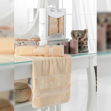 Набор полотенец бамбук 2пр 50*90/70*140см JUANNA OTOMAN бежевый подар.уп.