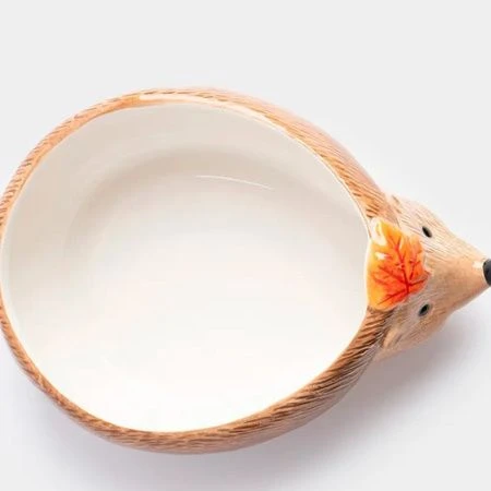 Конфетница 21*15см керамика Еж с листом Autumn forest коричневая ANLAF-FDWS-031224-14