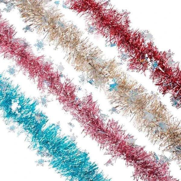 Мишура с белыми снежинками 9*200 см ПВХ микс СНОУ БУМ