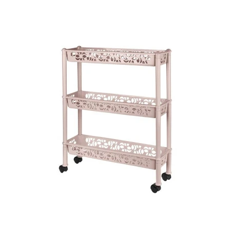 Этажерка прямая 3 секции 580*180*135мм пластик Light бежевый топаз на колесиках (12)