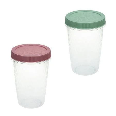 Банка для продуктов 1л пластик РОЛЛ с завинчивающейся крышкой МИКС (16)