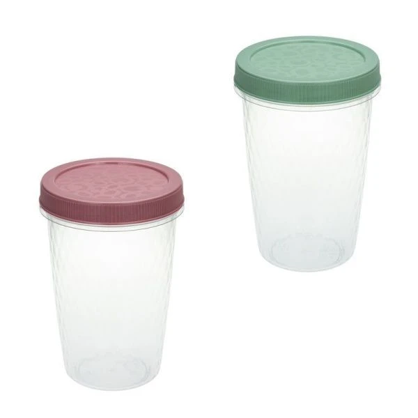 Банка для продуктов 1л пластик РОЛЛ с завинчивающейся крышкой МИКС (16)