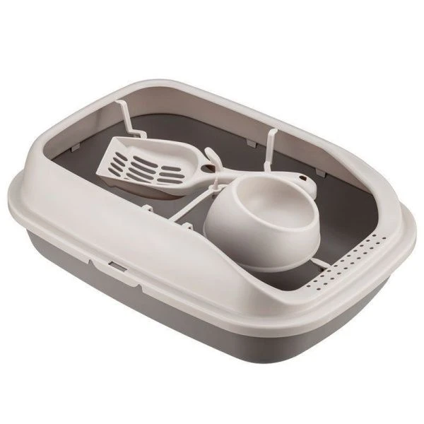 Лоток для кошек 41*29*14см пластик ПЕРВЫЙ капучино (9)