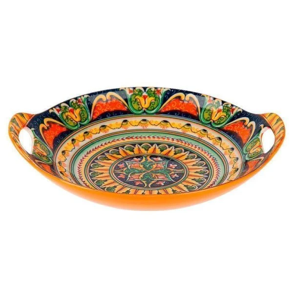 Блюдо 22,5*20см фарфор ARABESQUE оранжевый с ручками (36)