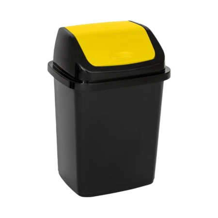 Контейнер для мусора 5л 19*15*28см пластик КОМФОРТ К черный/желтый с подвижной крышкой (27)