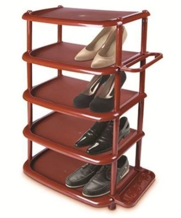 Полка для обуви 5 секций 48*31*84см пластик ДУНЯ коричневая 08002 (6)