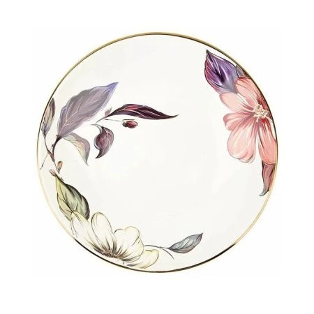 Тарелка мелкая 20*2,5см фарфор Олеандр отводка золотом (24)