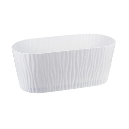 Кашпо 4,2л пластик ВОЛНА белый с вкладышем овальное (9)