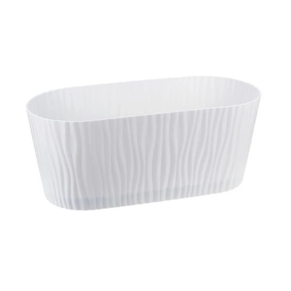 Кашпо 4,2л пластик ВОЛНА белый с вкладышем овальное (9)