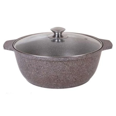 Жаровня 4л алюминий АП стекл.крышка кофейный мрамор (5/4)