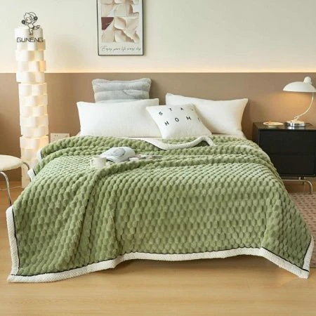 Плед-покрывало 200*230 иск.мех зеленый