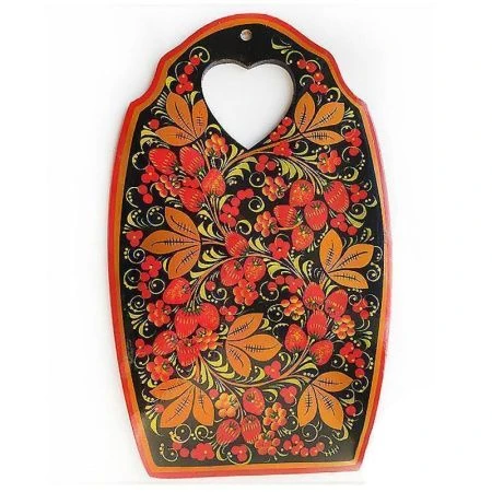 Доска разделочная с вырезом 40*25см дерево с хохломской росписью (1)