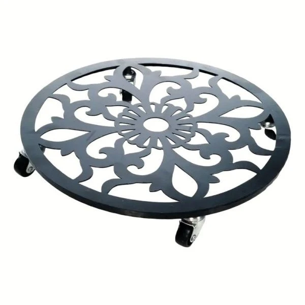 Подставка для кашпо металл 39*6см на колесах черная 402-001B