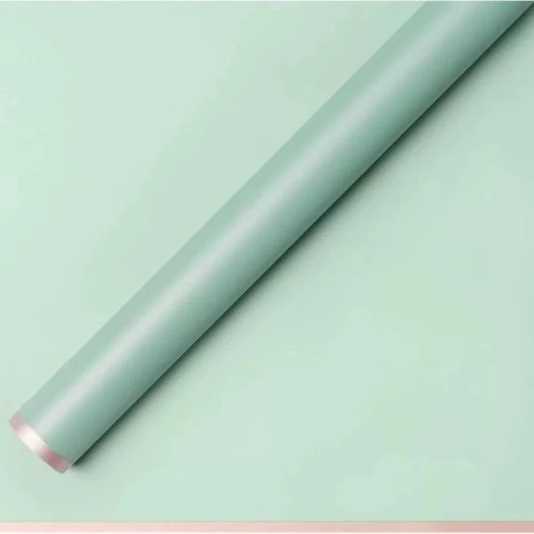 Пленка матовая полипропилен набор 20 листов 50мкм 58*58см с золотой каймой пастельно-мятная (50)