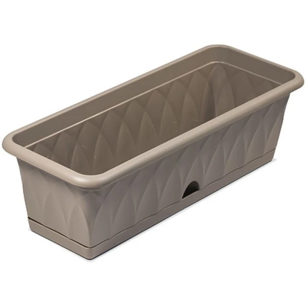 Балконный ящик 576*228*176мм пластик СИЕНА с поддоном серый С173-03-СЕР (5)