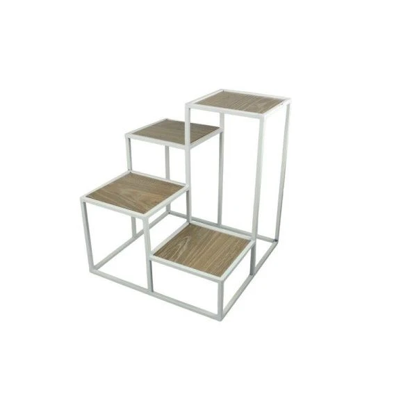 Подставка для цветов металл Пирамида белая 42*37*37см  (1)