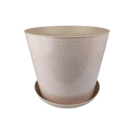 ЯЯЯКашпо круглое пластик 8,5л с поддоном Миссони латте (13) ВЫВОД