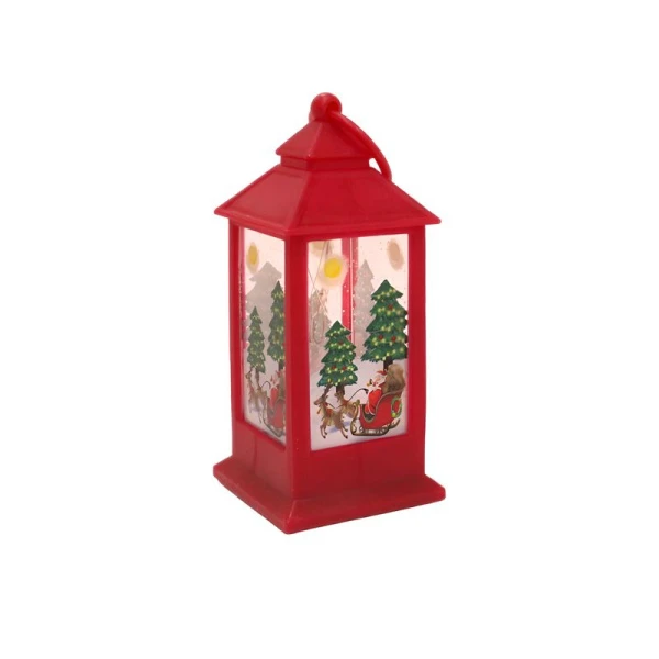Фонарь новогодний Merry Christmas пластик 12*5*5см красный, работает от батареек JC-15149 (360)