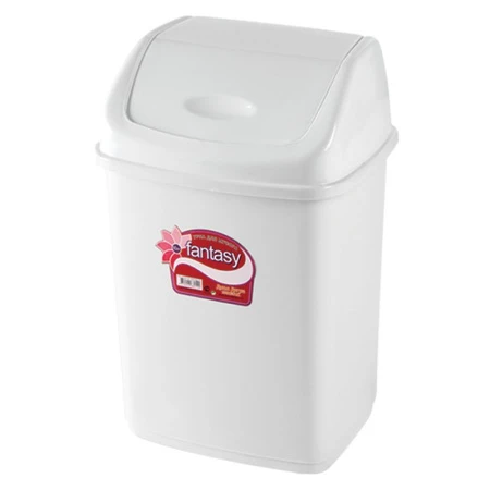 Контейнер для мусора 5л пластик ФАНТАЗИЯ №1 белый с подвижной крышкой (48) (УРНА №1)