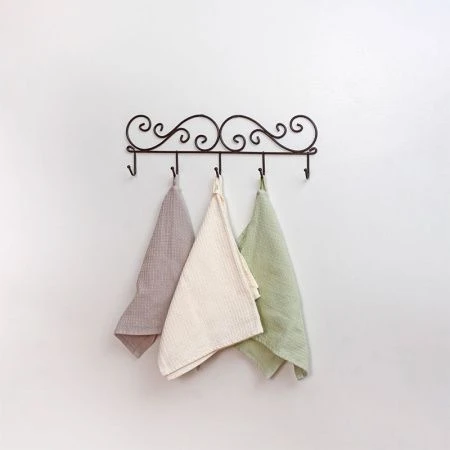 Вешалка 5 крючков настенная 40*4,5*13см металл КРУЖЕВА коричневая (10)