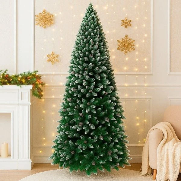 Елка искусственная 180см ЗАСНЕЖЕННАЯ с шишками 680 веток 6см pvc JC-14504/JC-14949 (1)