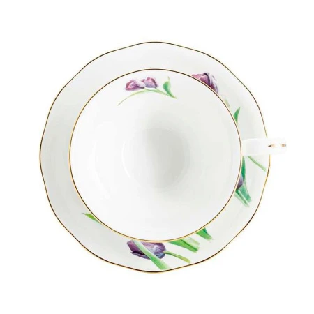 Чайный набор 4пр фарфор ТЮЛЬПАНЫ на 2 персоны 180мл белый с золотистым кантом подар.уп.