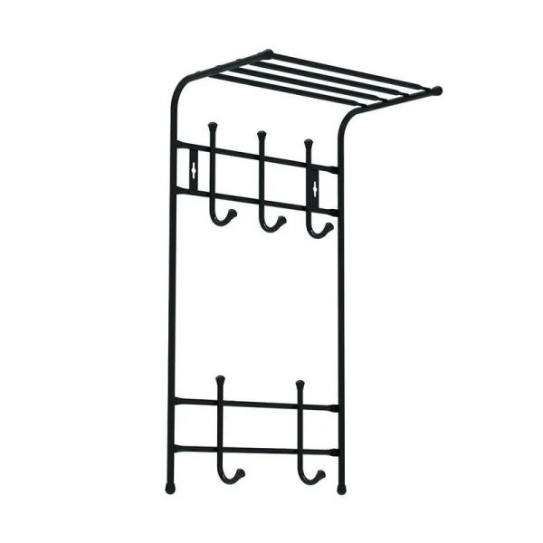 Вешалка с полкой 2-х ярусная 410*745*250мм металл черная ВПТ5 (5)