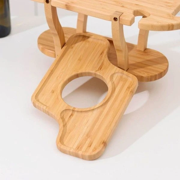 Поднос-столик 45*20*23,5см бамбук для вина с менажницей КТ-СТ-08 (4) ВЫВОД