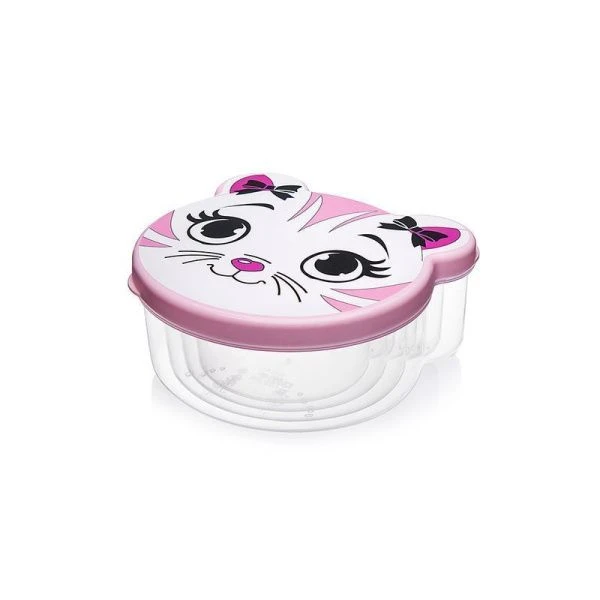 Набор контейнеров пищевых Pets 4пр пластик с розовой крышкой (24)