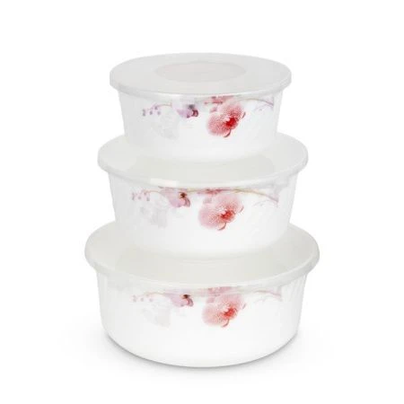 Салатники набор 3пр 500/800/1200мл стеклокерамика ГРЕЙС с пласт.крышками (12)