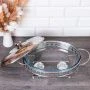Мармит 2,5л стекло Silver овальный с мет.крышкой на мет.подставке 2 свечи HT95215-1 (6)