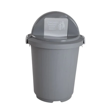 Бак для мусора 105л 55,5*55,5*62,5см пластик серый с крышкой-клавишей (5)