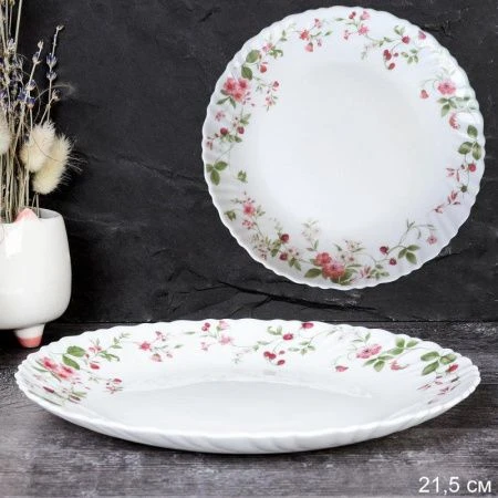 Тарелка мелкая 21,5см стеклокерамика ПОЛЯНА десертная LHP-85 (7348) (48)