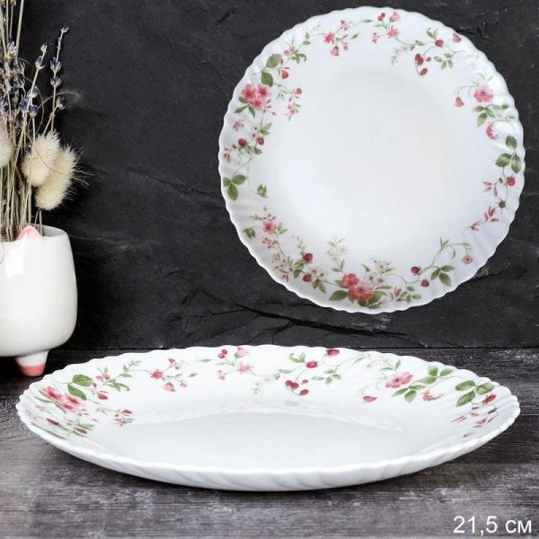 Тарелка мелкая 21,5см стеклокерамика ПОЛЯНА десертная LHP-85 (7348) (48)