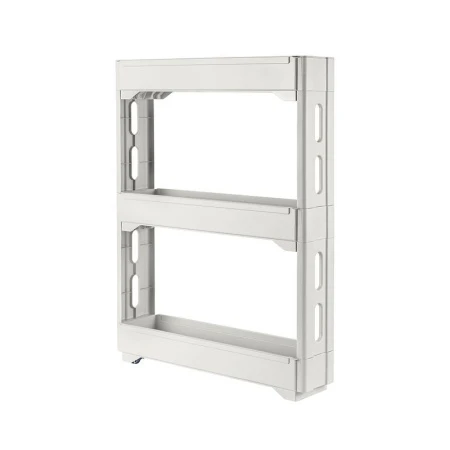 Этажерка прямая 3 секции 53,7*13,3*71см пластик Keeplex Regular на колесиках белое облако (3)