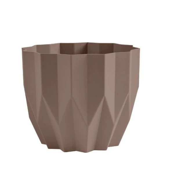 Кашпо 800мл 10,5*13см пластик ГЕОМЕТРИЯ мокачино (27)
