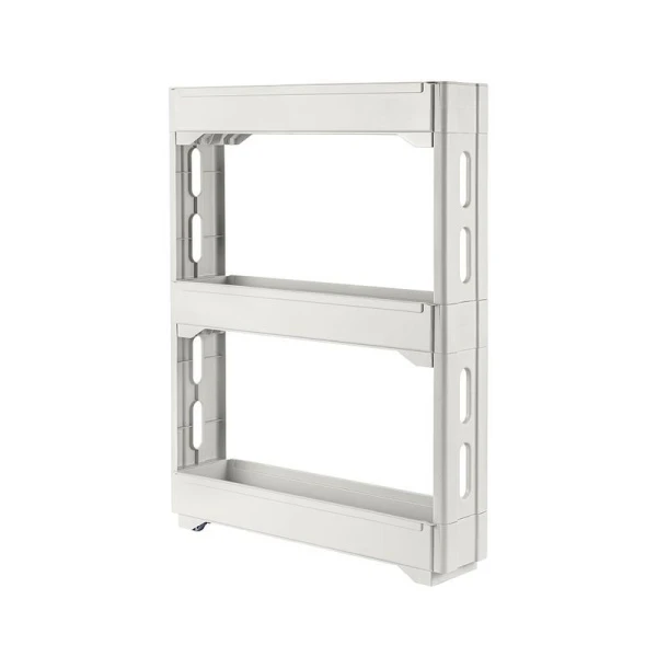 Этажерка прямая 3 секции 53,7*13,3*71см пластик Keeplex Regular на колесиках белое облако (3)