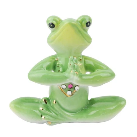 Фигурка Лягушка йога фарфор 7*7см зеленая F2174Е (240)