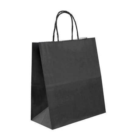 Пакет бумажный с кручеными ручками 22*25*12см черный (250)