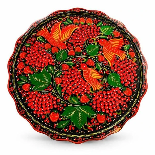 Поднос 40*0,5см дерево большой с хохломской росписью (1)