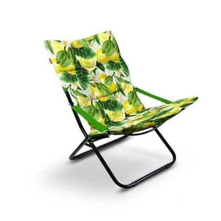 Кресло-шезлонг складное 85*64*86см металл с матрасом (max нагр.120кг) ткань с лимонами HHK4 (1)