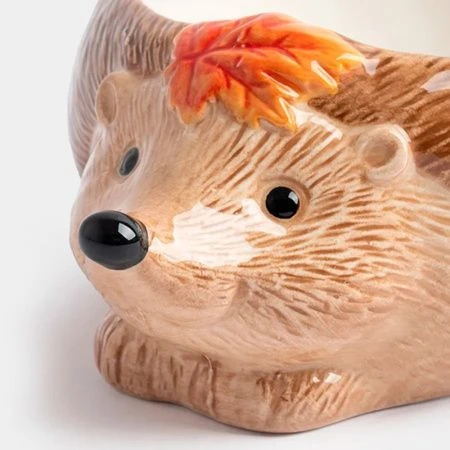 Конфетница 21*15см керамика Еж с листом Autumn forest коричневая ANLAF-FDWS-031224-14