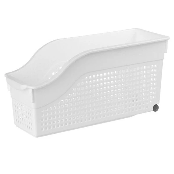 Контейнер для хранения 355*130*170мм пластик ЛОФТ белый на колесах узкий (10)