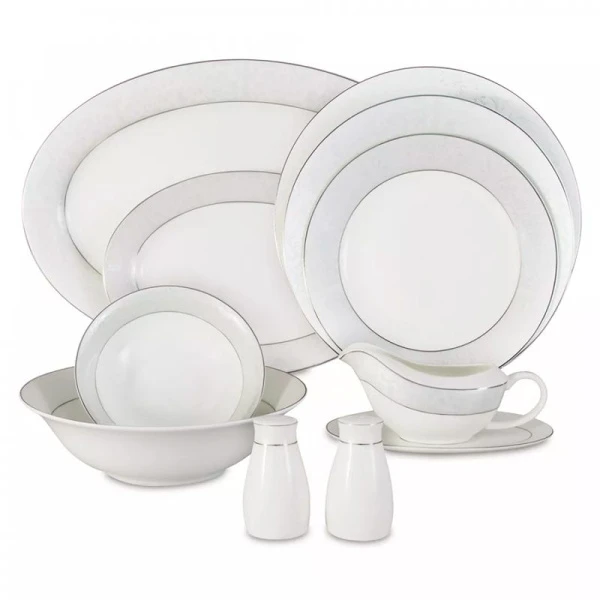 Столовый набор 27пр фарфор МЕЛИСЕНТА на 6 персон белый с серебристым кантом AL-14-310/27-E5 (2)