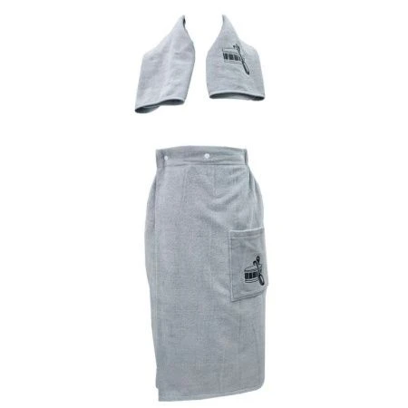 Набор для сауны мужской 100%хлопок 2пр 47*75/70*142см серый в коробке 4190024+K-239 Набор для сауны мужской 100%хлопок 2пр 47*75/70*142см серый в коробке 4190024+K-239