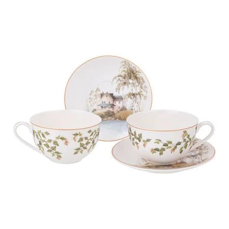 Чайный набор 4пр фарфор БЕРЁЗКИ на 2 персоны 300мл (12)
