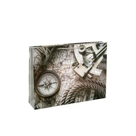 Пакет бумажный 45*33*10см горизонтальный матовый Морская регата (12/144)