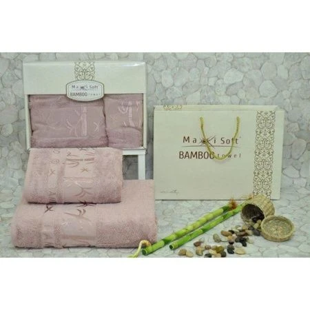 яяяНабор полотенец 2пр 50*90/70*140 бамбук MAXISOFT (Грязно-розовый)