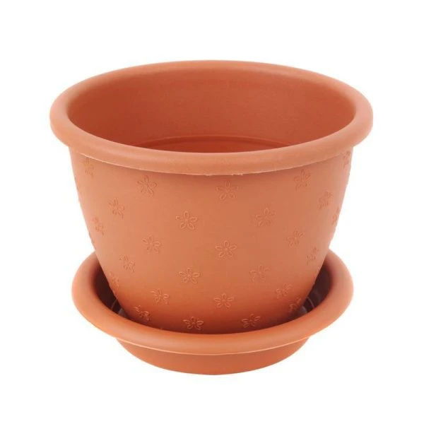 Кашпо 900мл пластик РАДУГА №1 коричневый с поддоном (100)