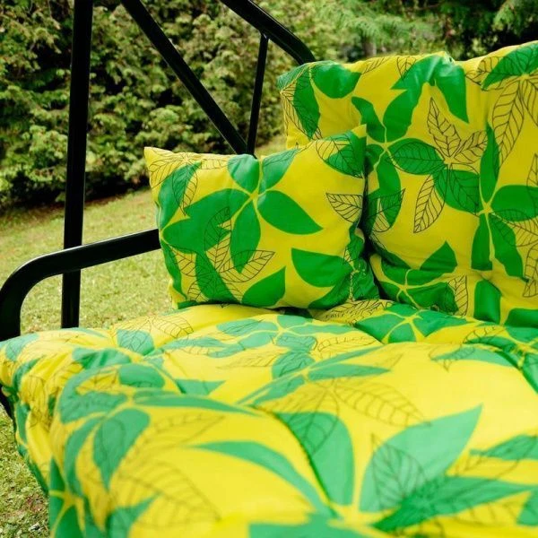 Качели садовые металл БАРИ 2-х мест. (до 180кг) каркас зелен.,рис.разноц. 204*121*144,5см с1478(1)